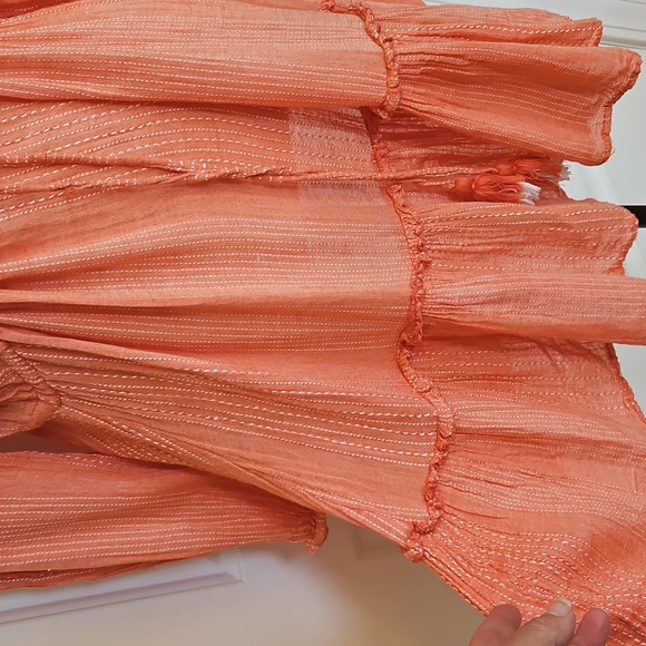 Blue Island Women's Pink Striped V-Neck Tassels Swim Cover Up Boho Dress‎ Small - Picture 4 of 9